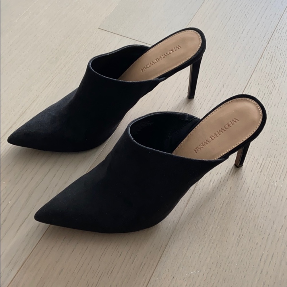 WhoWhatWear Black Suede Mules